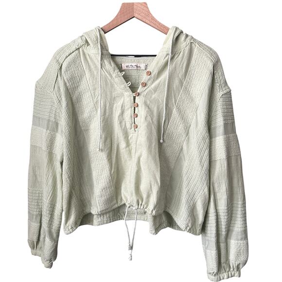 Free People Tops - Free People We The Free Green Cropped Textured Button Hoodie Womens Medium